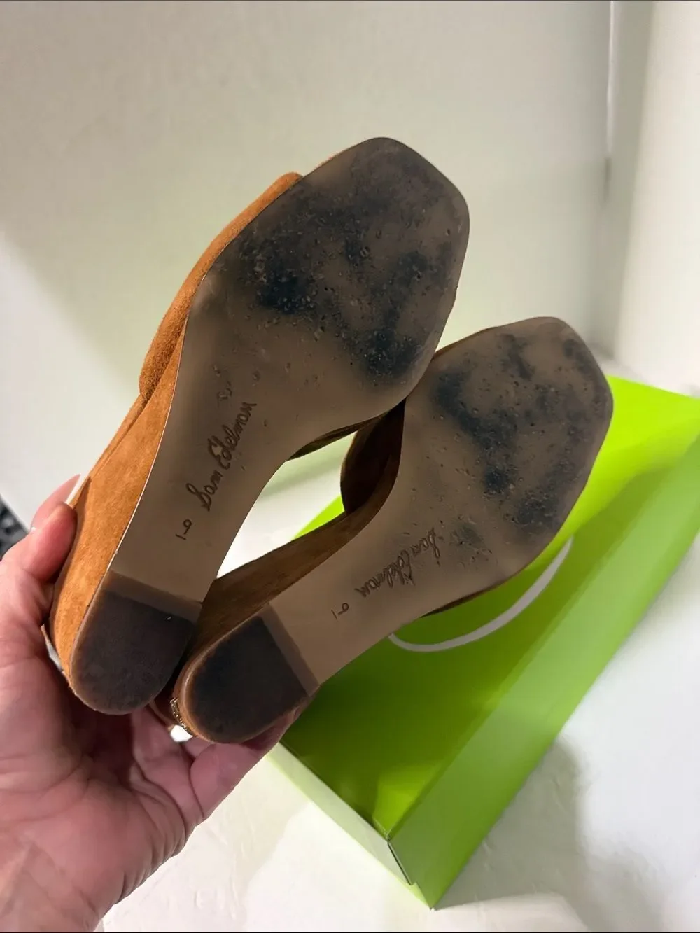 Sam Edelman Tan Suede Open-Toe Wedge Sandals